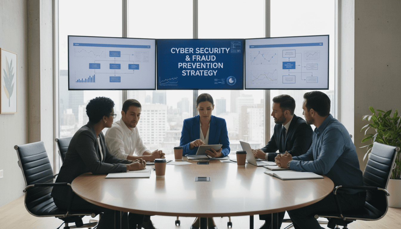 Team collaborating on cybersecurity and fraud prevention initiatives