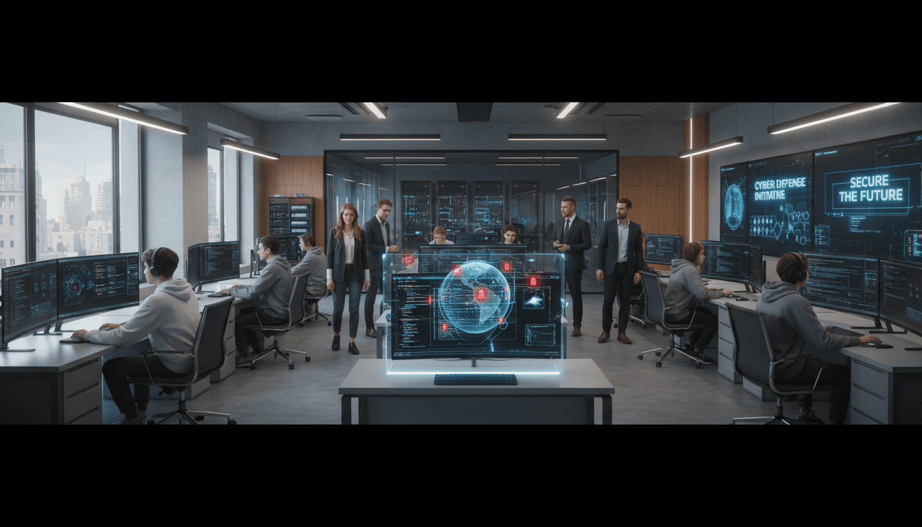 Young people learning cybersecurity in a modern classroom setting